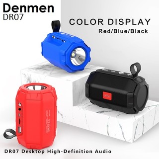 Loa bluetooth denmen dr07 tích hợp đèn flash với 3 màu sắc đen, đỏ, xanh