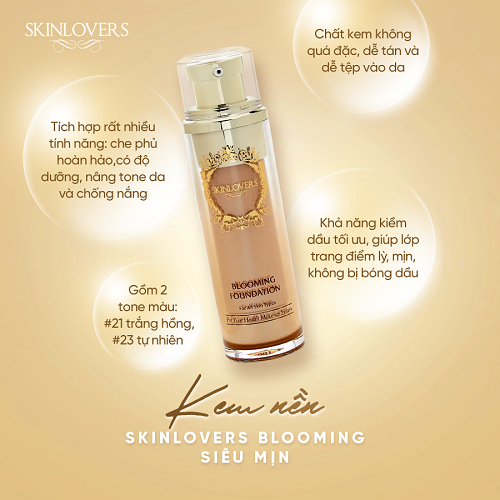 Kem nền dạng lỏng Skinlovers Blooming mềm mịn che khuyết điểm kiểm soát dầu số 23 dành cho da tone tự nhiên, lớp nền đẹp