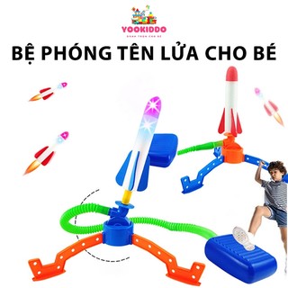 Đồ chơi bệ phóng tên lửa có đèn cho bé - tên lửa xốp dẫm chân bắn lên cao cho bé vận động ngoài trời và trong nhà