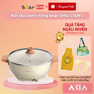 Nồi lẩu điện 2 ngăn uyên ương Bear DHG-C50K1, dung tích 5L, lòng nồi chống dính, chính hãng - BẢO HÀNH 18 THÁNG