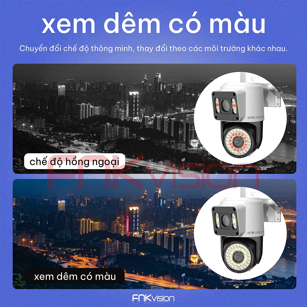 Camera  Wifi YooSee Q42D 2 mắt - Fnkvision 12mpx - siêu nét góc quay rộng, ban đêm xem có màu, có cổng mạng Lan | BigBuy360 - bigbuy360.vn