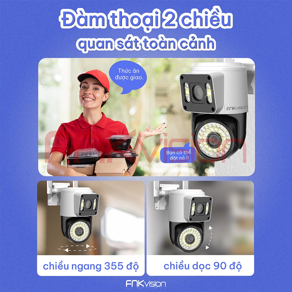 Camera  Wifi YooSee Q42D 2 mắt - Fnkvision 12mpx - siêu nét góc quay rộng, ban đêm xem có màu, có cổng mạng Lan | BigBuy360 - bigbuy360.vn