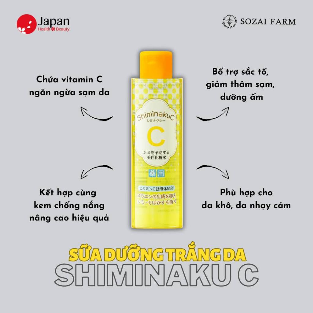 [MỚI] Lotion dưỡng da vitamin C Shiminaku C Sozai Farm Nhật Bản 120ml