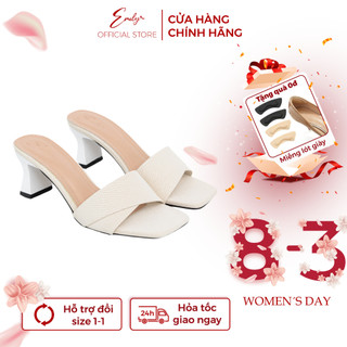 Guốc Cao Gót Emily Dép Cao Gót Công Sở Gót Trụ 7 Phân Quai Ngang Kiểu Dáng Đơn Giản Thời Trang - EE5M