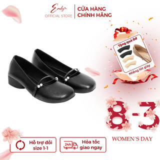 Giày Búp Bê EMILY Giày Nữ Mũi Tròn Đế 3cm Quai Ngọc Da Lì Dáng Slingback Thanh Lịch Da Mềm Đế Dẻo Êm Chân - EB42M
