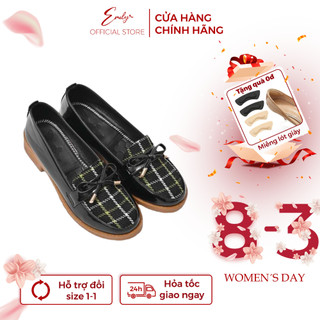 Giày lười slip on nữ phối dạ đính nơ da mềm thời trang hàng cao cấp chuẩn đẹp-EGL15M
