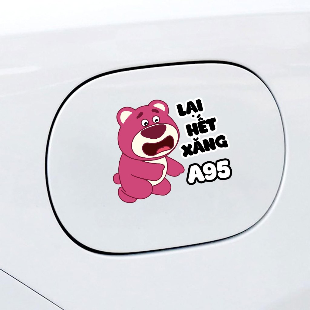 Tem Decal Dán Nắp Bình Xăng Gấu Dâu lotso, Tem Dán Bình Xăng Chống Nước Tuyệt Đối, em dán nắp hoạt h