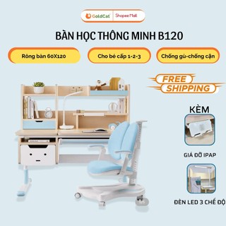 Bàn Ghế Học Sinh Cao Cấp Chống Gù Chống Cận Cho Bé Kèm Giá Sách, Đèn Học Goldcat B120