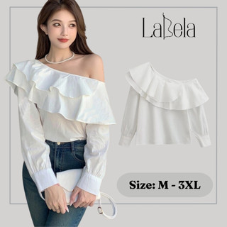 Áo sơ mi labela dài tay vạt lệch cổ bèo, áo sơ mi ngực bèo lệch công sở 151