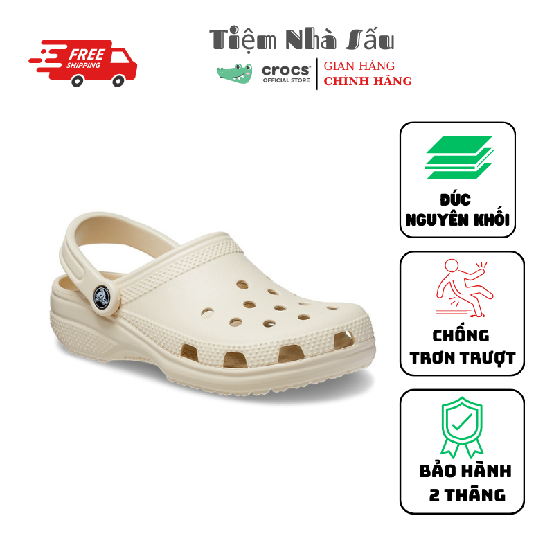 ( Tặng móc + 6 Jibbizt ) Dép Sục Crocs CLassic Tiệm Nhà Sấu Nam Nữ Màu Trơn Cao 3cm - Có Lỗi Cắt Đã Được Xử Lý Rất Chắc