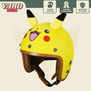 Mũ bảo hiểm 3/4 đầu VARO PIKACHU có tai - tặng lưỡi trai