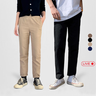 Quần Dài Kaki Unisex Nam Nữ Vicenzo Form Baggy Cạp Chun Ống Đứng.