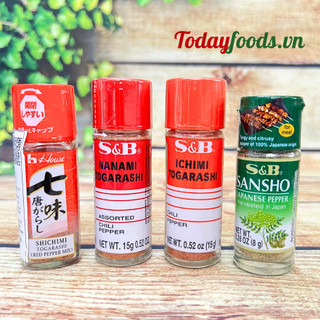 Ớt bột 7 vị Nhật Bản Shichimi / Ichimi Togarashi, Tiêu Xay {House, S&B} lọ 17G / 15G / 8G