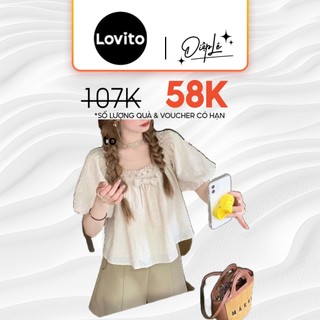 Áo kiểu Lovito cổ vuông phối ren lưới tương phản màu trơn thường ngày cho nữ áo nữ kiểu áo babydoll LNE19122 (Màu mơ)
