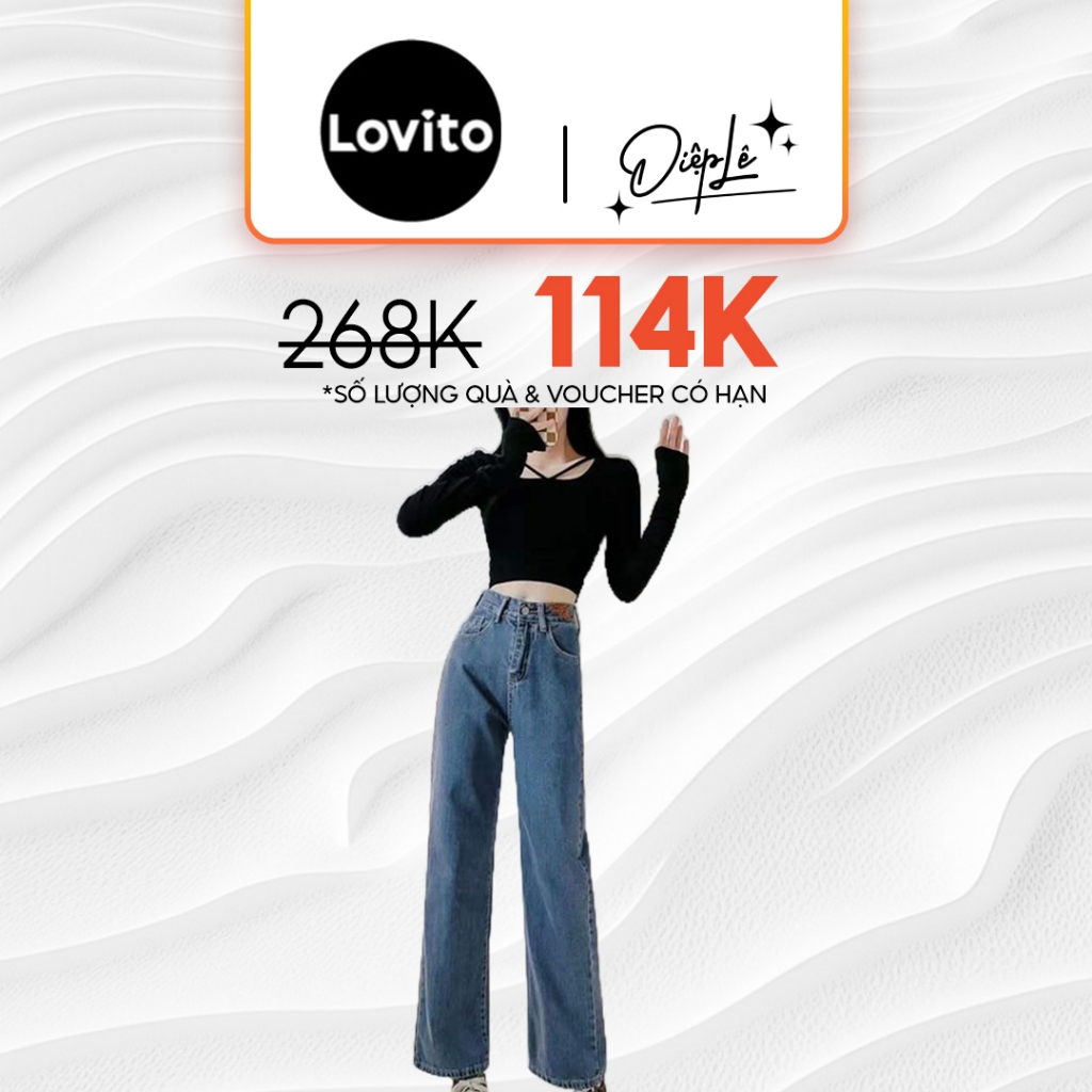 【Gợi Ý Từ Kol】Quần Jean Nữ Quần Jean Ống Rộng Lovito Chưa Qua Xử Lý Giặt Màu Trơn Cơ Bản Mặc Thường Ngày L15X136 (Màu Xám Xanh Dương)