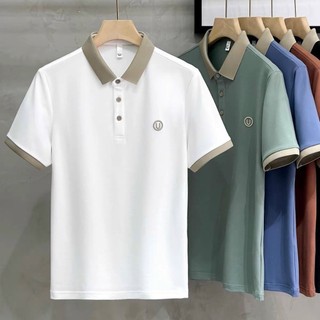  Áo Polo Nam Thêu Chữ U,Chất Liệu Cotton Thấm Hút Mồ Hôi, Cổ Phối Màu