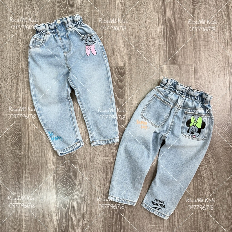Quần jean zara minie nơ xanh hồng dư xịn