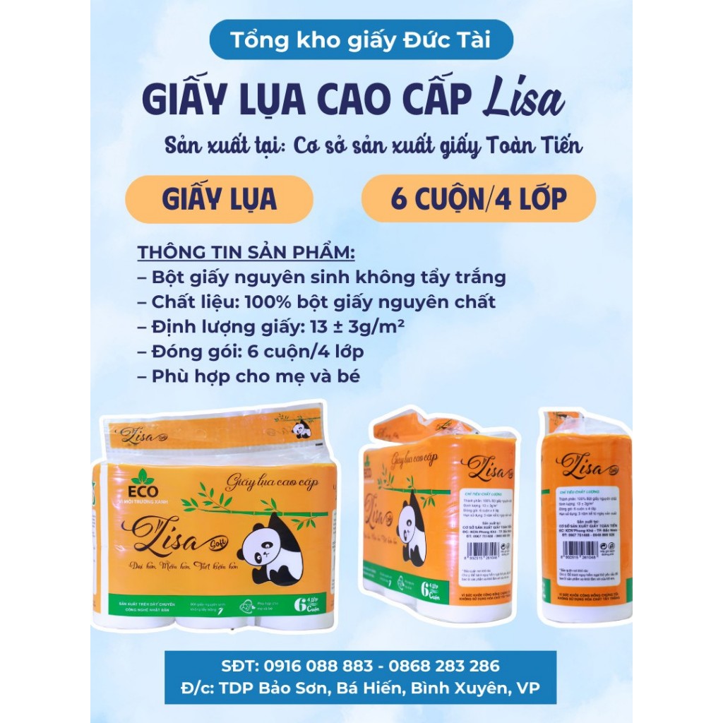 GIẤY VỆ SINH LISA GẤU TRÚC SIÊU RẺ SIÊU CHẤT LƯỢNG( 78K 2 BỊCH SANG XỊN MỊN)
