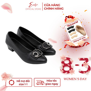 Giày Cao Gót Nữ Emily Giày Công Sở Dáng Basic Đính Đá Đế Cao 4cm Da Mềm Mịn Êm chân - EM20M