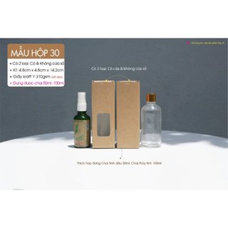 50 cái - Hộp giấy kraft đựng tinh dầu 100ml chai thủy tinh quà tặng - Hộp số 30