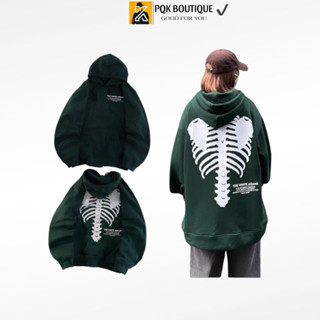 Áo Hoodie Form Rộng Nam Nữ Xanh Két THE WHITE - Pqk Boutique