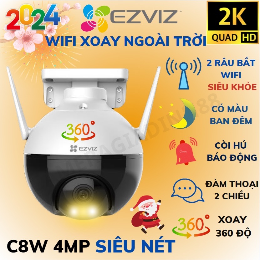 Camera 4M WIFI (Xoay 360) Ngoài Trời EZVIZ C8W H8C C8C H8 PRO Đàm Thoại - Màu Ban Đêm Thông Minh 1080P Chính Hãng 24TH