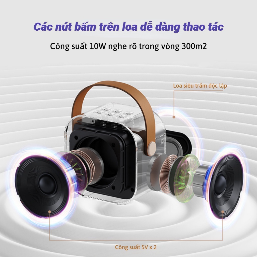 Loa Bluetooth Mini hát karaoke GODWELL sạc Pin Không dây, âm thanh bass chuẩn tặng kèm 2 míc hát bảo hành | BigBuy360 - bigbuy360.vn