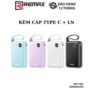 Pin sạc dự phòng remax rpp-663 20000mah 1 cổng usb, 1 cổng lning, 1 cổng type c và dây cáp type c+ lning sạc nhan