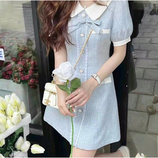 Đầm tiểu thư chất dạ phối nút siêu xinh