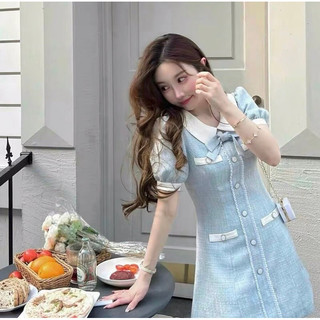 Đầm tiểu thư chất dạ phối nút siêu xinh