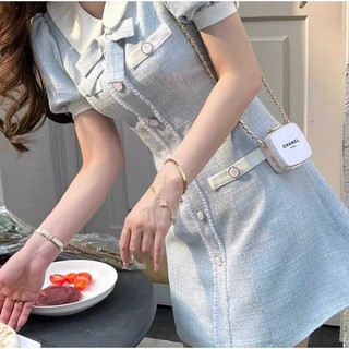 Đầm tiểu thư chất dạ phối nút siêu xinh