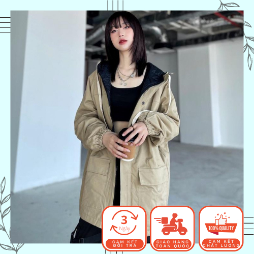 Áo Khoác Kaki Jacket Parka Nam Nữ Kaki Trần Bông Hoặc Lót Lông Just-P Form Rộng Top Women
