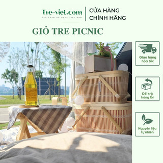Giỏ Picnic Bằng Tre Tiện Lợi - Giỏ Tre Đựng Đồ Chụp Hình Decor - Picnic Basket