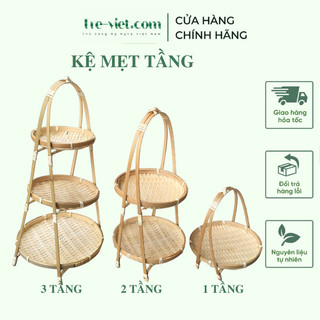 Mẹt Tre Tầng Đựng Đồ Ăn Trang Trí - Kệ Mẹt 3 Tầng Đựng Buffet | Tre Việt