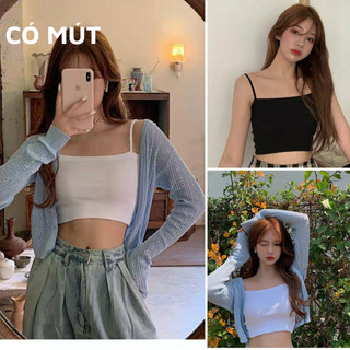 CÓ MÚT Áo hai dây croptop nữ Tiên Khỉ dáng ôm kiểu ống hai dây bún cao cấp quai TIDI
