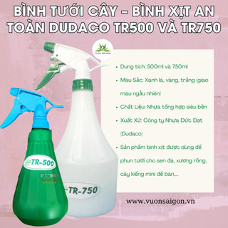 Bình xịt DUDACO TR-500 giá rẻ, nhựa dày bền, phun xịt tóc, xịt thuoc, tưới hoa (Vườn Sài Gòn)