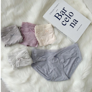MEDYLA - Quần lót bầu cotton viền ren siêu nhẹ thoáng khí kháng khuẩn cho bầu mặc trong và sau sinh - QLB017