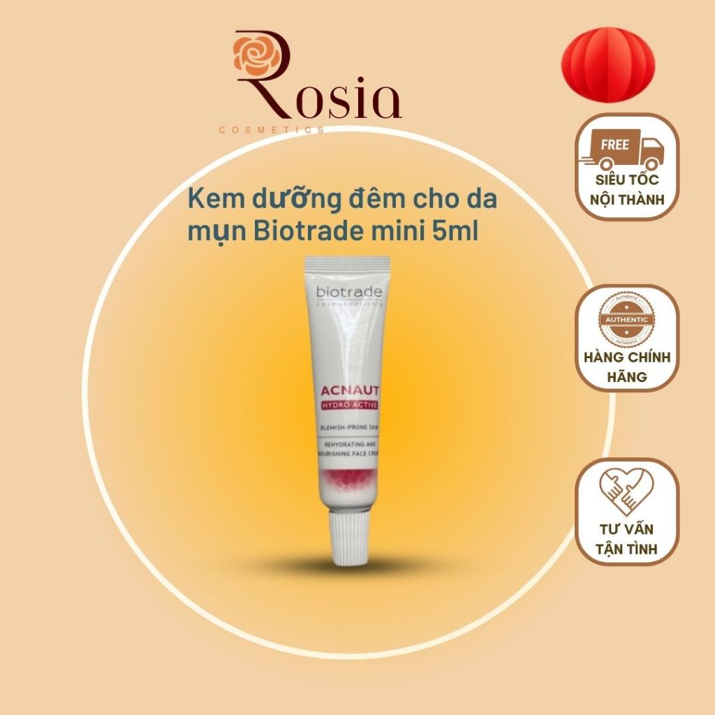 [MINI SIZE 5ml]Kem dưỡng ẩm BIOTRADE Acnaut Hydro Active Cream cho da hỗn hợp, da dầu mụn, da sau các treatment 5ml