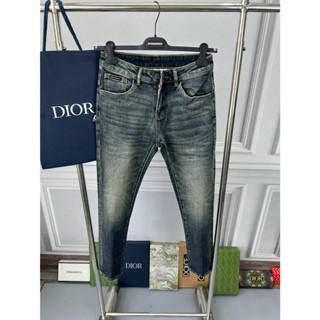 Quần bò nam ống côn cao cấp BoBoMen màu xám xanh mài bụi ánh vàng chất đẹp co giãn dập chữ nổi