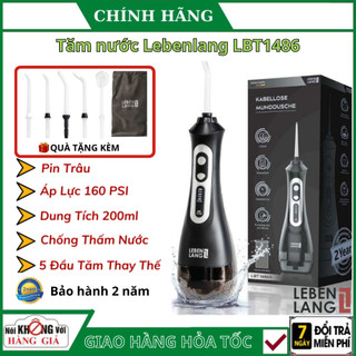 Tăm nước Lebenlang LBT1486 chính hãng Tăm Nước Kèm 5 Đầu Phun Đa Năng Lực Phun Mạnh Làm Sạch Khoang Miệng  Pin Trâu