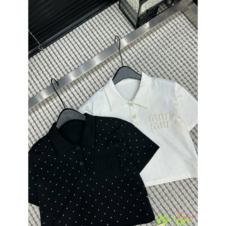 Áo polo crotop miumiu đính đá
