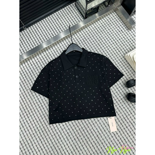 Áo polo crotop miumiu đính đá