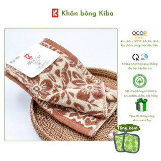 Set 2 chiếc khăn mặt kiba cotton, giá tốt, họa tiết hoa văn phối 5 màu, 3 size