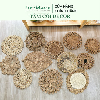 Thảm cói Vintage - Tấm lót hoạ tiết dùng trải bàn, decor, trang trí tường