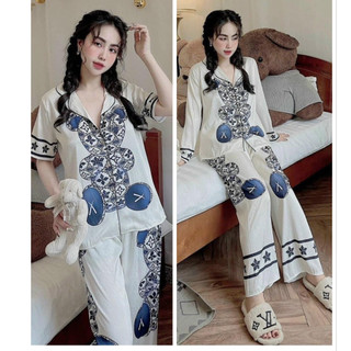 Đồ Bộ Mặc Nhà Pijama Chất Liệu Lụa Xước Cao Cấp Freesize 40-58kg.