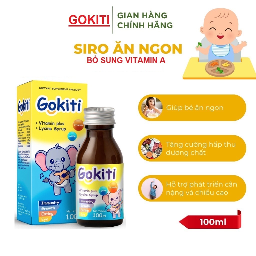 Siro GOKITI siro ăn ngon Tăng cường đề kháng bổ sung vitamin A