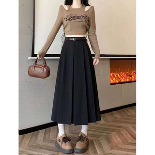 Chân váy xếp li dáng dài hàng qc kèm đai mã mt1