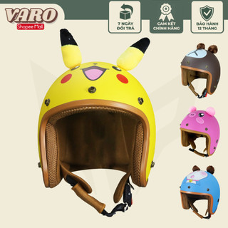 Mũ bảo hiểm 3 /4 VARO doremon pikachu heo xinh Có