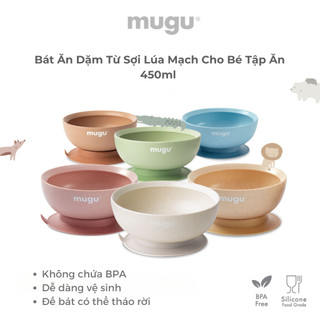  Bát ăn dặm từ Tritan và sợi lúa mì Wheat Straw cho bé 450ml mugu MGTA2102