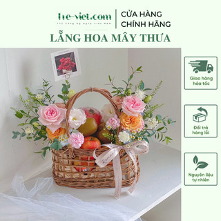 Lẵng cắm hoa bằng mây đan - Giỏ cắm hoa bằng mây - Giỏ mây đựng trái cây làm quà tặng